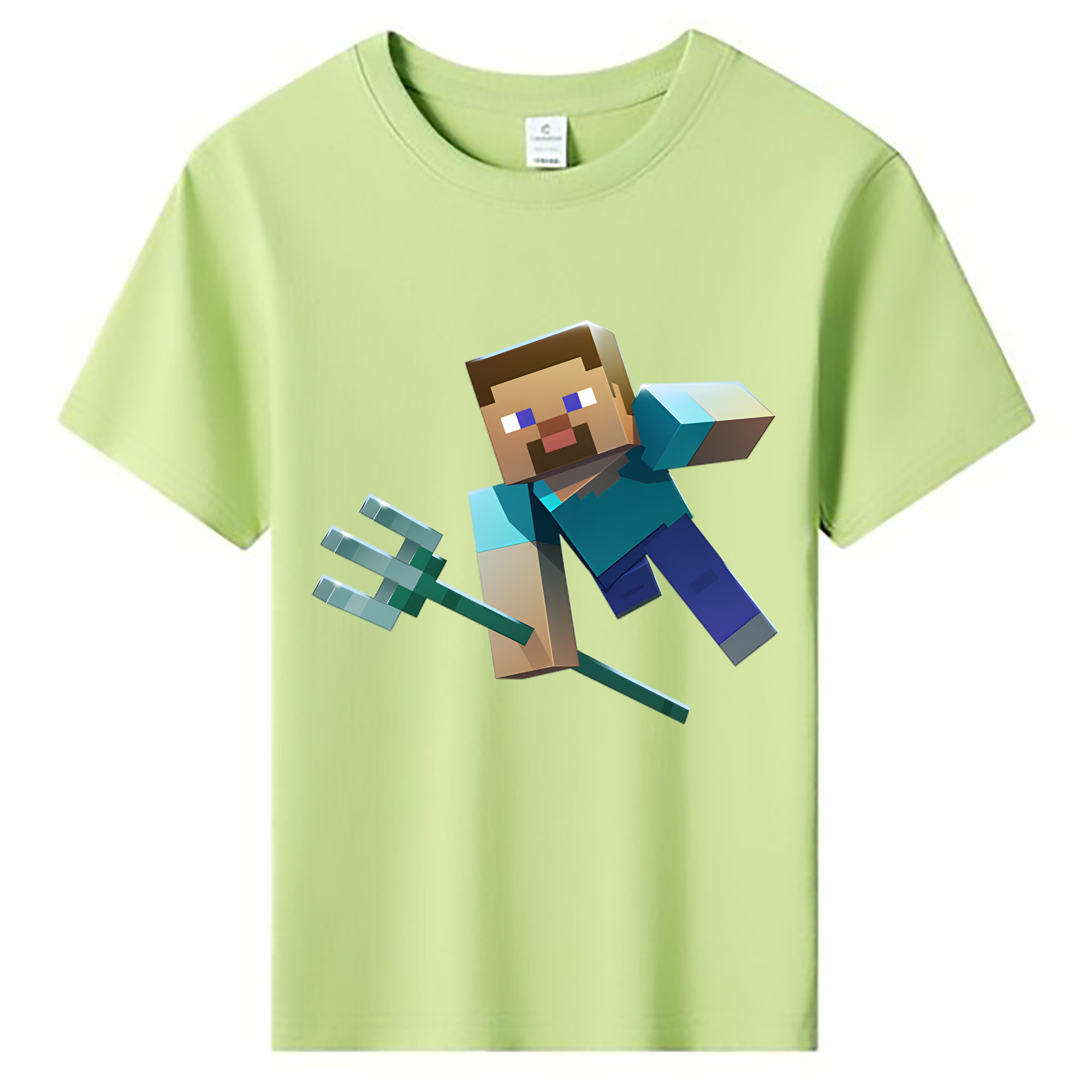 （画像用） マインクラフト ブロックの世界 Minecraft MC Block world 綿100％キッズTシャツ（フロントプリント）